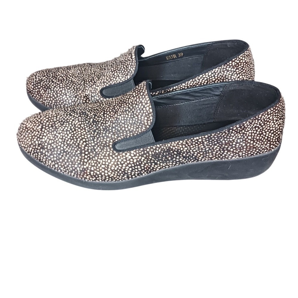 FitFlop F-Pop Skate Calf Hair Loafers 8 EU 39 Animal Print Comfort Shoes